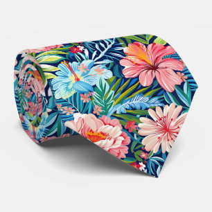 Cravate Fleurs estivales colorées joli motif floral