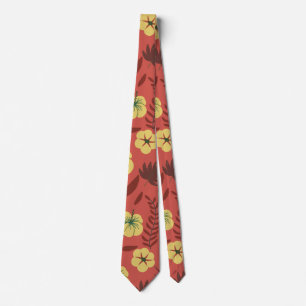 Cravate Fleurs florales sans coutures motifs jaunes et rou