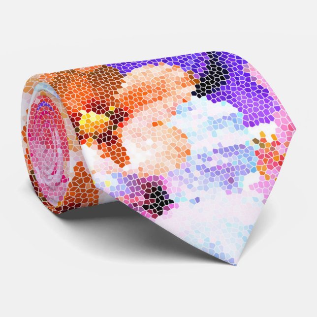 Cravate Fleurs Hibiscus En Verre Tiré, (Roulé)