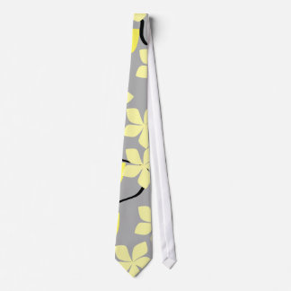 Cravate Fleurs jaunes et grises. Modèle floral