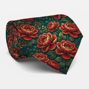 Cravate Fleurs Jeweltone avec Accents Dorés