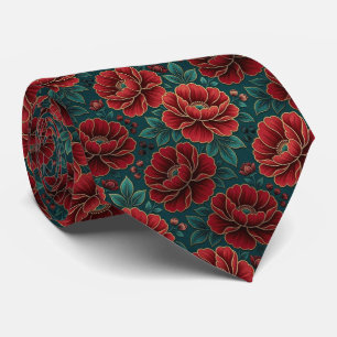 Cravate Fleurs Jeweltone avec Accents Dorés