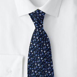Cravate Fleurs minuscules bleu marine