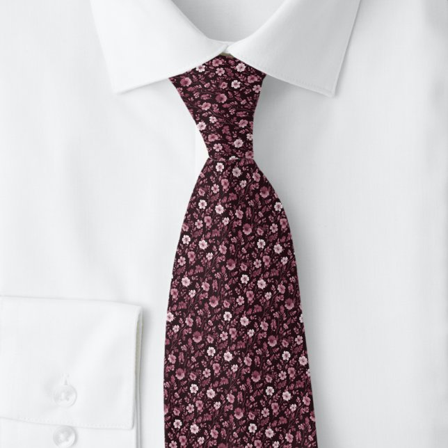 Cravate Fleurs Minuscules Bordeaux (Créateur téléchargé)