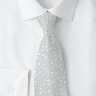 Cravate Fleurs Minuscules Gris Clair