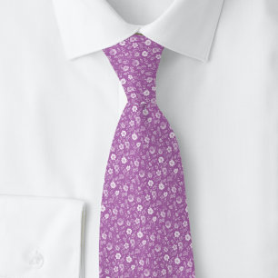 Cravate Fleurs Minuscules Violet Poussiéreux