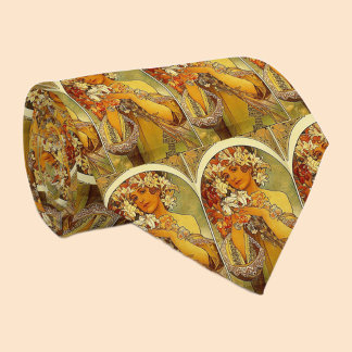 Cravate fleurs mucha