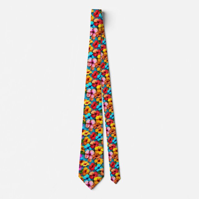 Cravate Fleurs multicolores florales Motif-36355 (Devant)