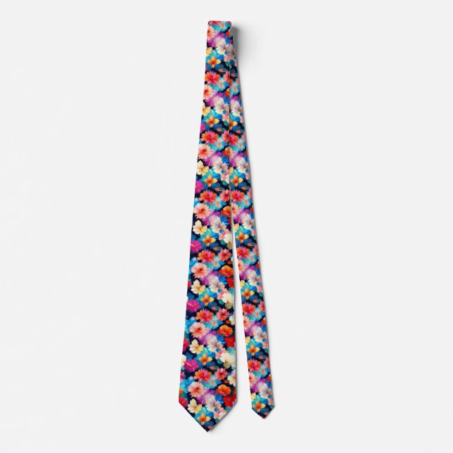 Cravate Fleurs multicolores florales Motif-37566 (Devant)