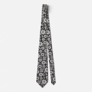 Cravate Fleurs noires et blanches