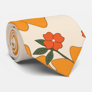 Cravate Fleurs Oranges, Motif Floral, Motif De Fleurs