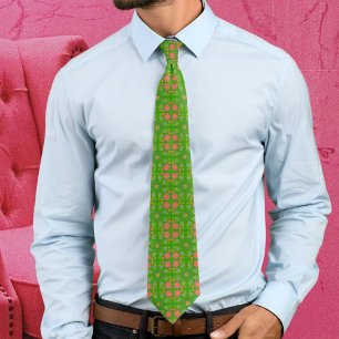 Cravate Fleurs rétro Papillons rose jaune bleu orange