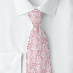 Cravate Fleurs Rose Poussiéreuse