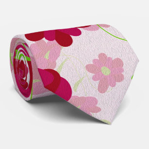 Cravate Fleurs roses et rouges - Floral