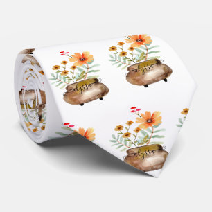 Cravate Fleurs roses roses rouillées Nom du script tendanc