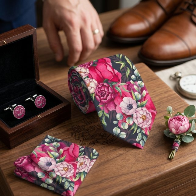 Cravate Fleurs Roses Rouges (Créateur téléchargé)