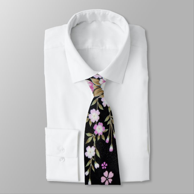 Cravate Fleurs roses tombantes en cascade (Attaché)