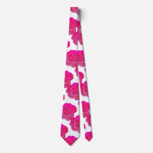 Cravate Fleurs Roses vives rose blanc Fleurs Cool Cadeau F