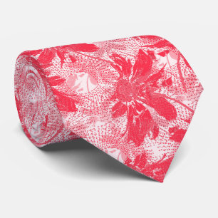 Cravate Fleurs rouges sur blanc.