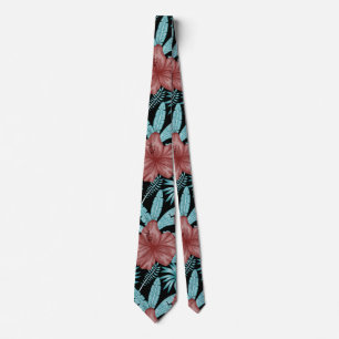 Cravate Fleurs rouges tropicales sans coutures motif et fe