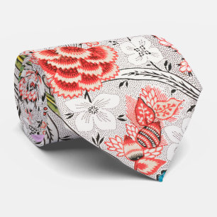 CRAVATE FLEURS SAUVAGES BLEU ROUGE JAUNE TULIPS, FLORALE F