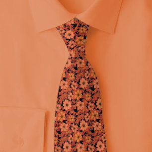 Cravate Fleurs sauvages de corail foncé