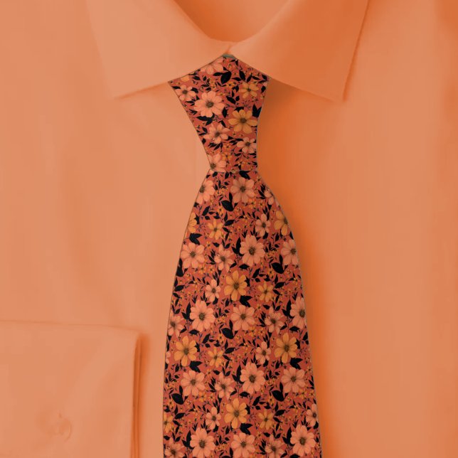 Cravate Fleurs sauvages de corail foncé (Créateur téléchargé)