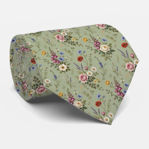 Cravate Fleurs sauvages en soie fausse Jardin anglais Ge