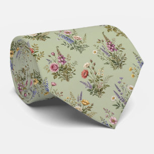 Cravate Fleurs sauvages en soie fausse Jardin anglais Ge