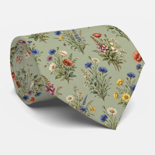 Cravate Fleurs sauvages en soie fausse Jardin anglais Ge