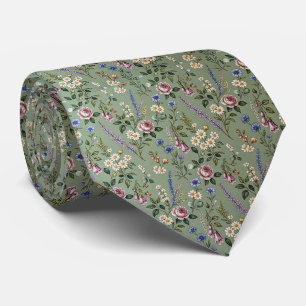 Cravate Fleurs sauvages en soie fausse Jardin anglais Ge