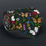 Cravate Fleurs sauvages et papillons sur le noir<br><div class="desc">Collection peinte à la main de divers papillons et fleurs sauvages.</div>