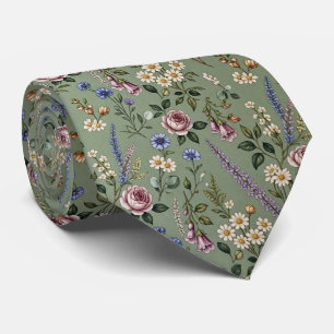 Cravate Fleurs sauvages Faux soie Jardin anglais Gentlem