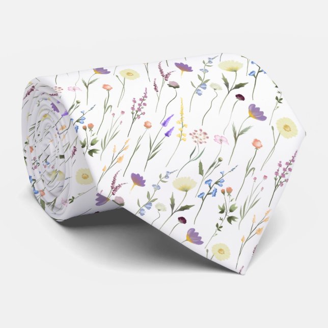 Cravate Fleurs sauvages Individuels Flottant Sur Les Pierr (Roulé)