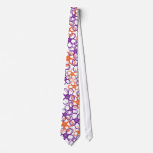 Cravate Fleurs sauvages orange et violet