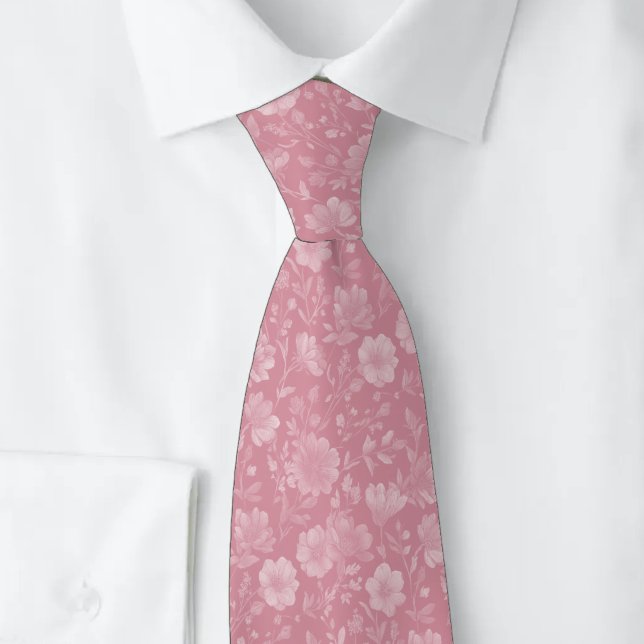 Cravate Fleurs sauvages Rose Poussiéreuse (Créateur téléchargé)