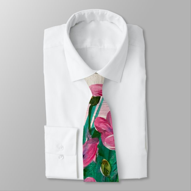 Cravate Fleurs sauvages roses (Attaché)