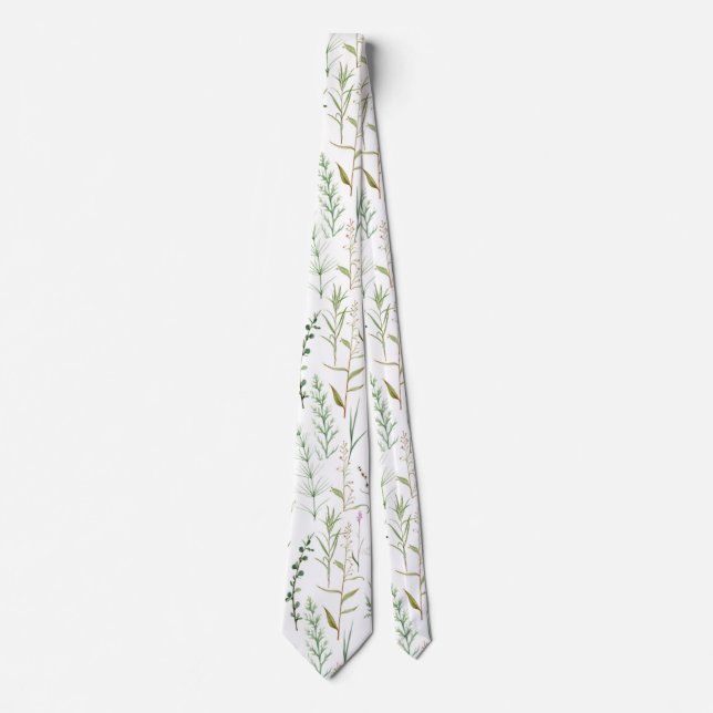Cravate Fleurs sauvages vertes  (Devant)