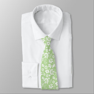 Cravate Fleurs tropicales pâles modernes de vert de chaux