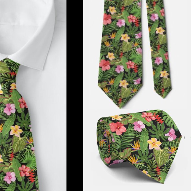 Cravate Fleurs tropicales verdure Aloha Hawaï Hawaïen (Créateur téléchargé)