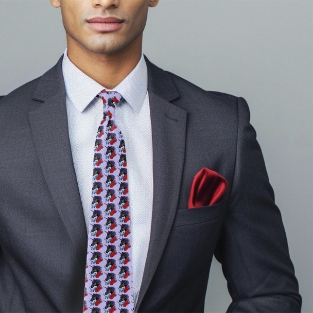 Cravate Fleurs Unicorne Noire violet (Créateur téléchargé)