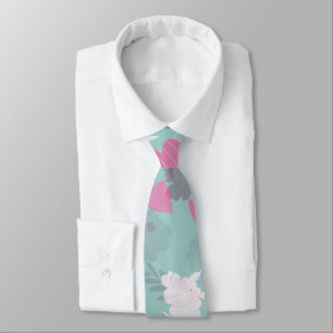 Cravate fleurs vertes
