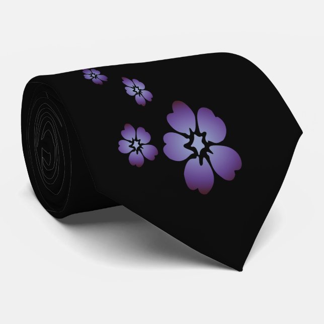 Cravate Fleurs violettes (Roulé)