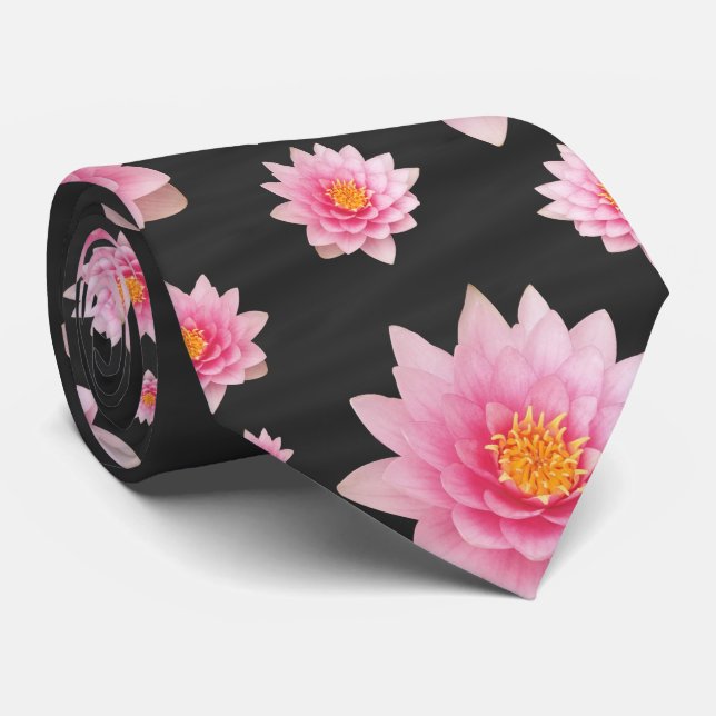 Cravate Floating Pink Lotus Flowers (Roulé)