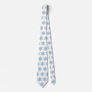 Cravate Flocon de neige bleu poussiéreux minimaliste Éléga
