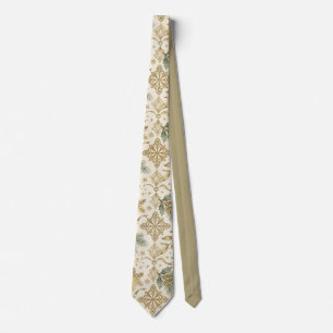 Cravate Flocon de neige doré élégant motif vintage