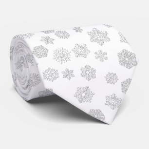 Cravate Flocons de neige blancs en 3D sur fond blanc