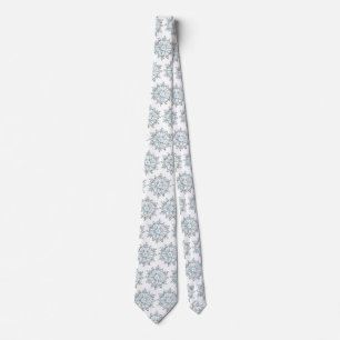 Cravate Flocons de neige de Noël bleus, motif de blizzard