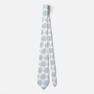 Cravate Flocons de neige de Noël bleus, motif de tempête h