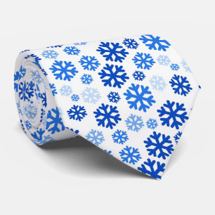 Cravate Flocons de neige de Noël bleus sur fond blanc, thè